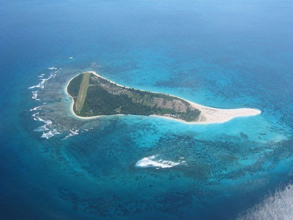 aerial view  of Bird Island Seychelles