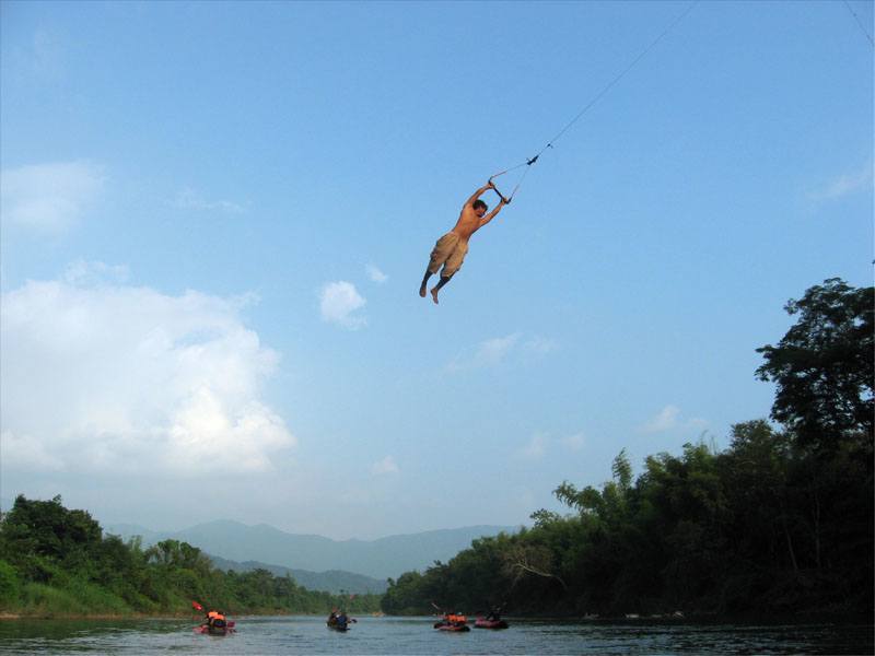 river tube swing Vang Vieng Laos
