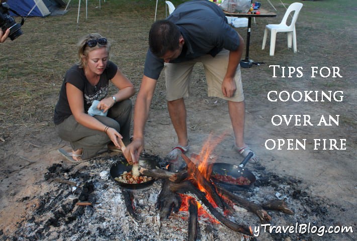 cooking over an open fire