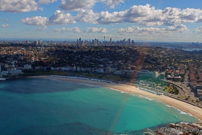 overlooking bondi beach from helicopter