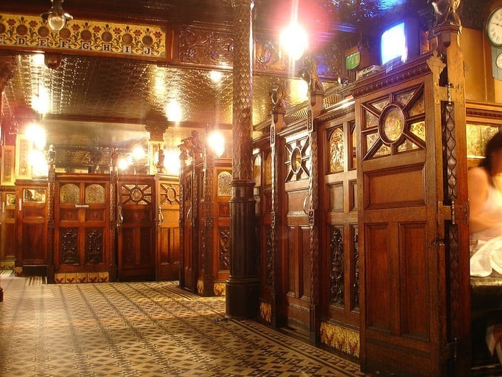 a hallway in a vintage building