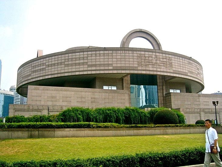 The Shanghai Museum, located in People’s Square, is shaped like an ancient cooking pot