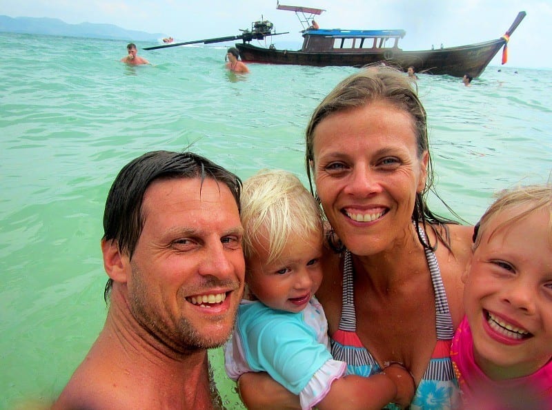 makepeace family swimming in Thai beach
