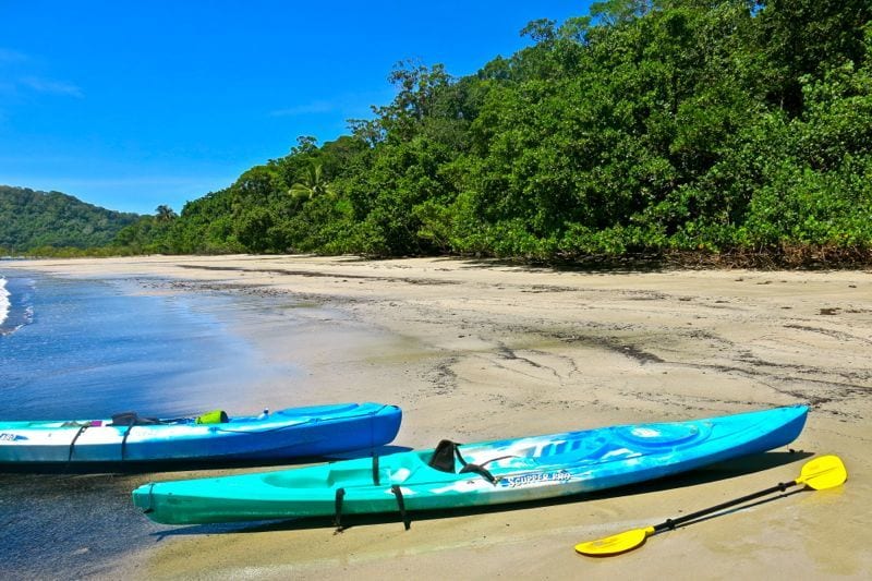 kayaks on a beach