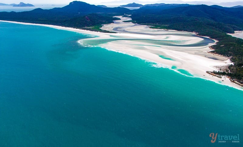 aerial views of Whitehaven Beach, Whitsunday Islands