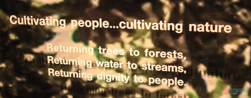 writing on wall that says cultivating people... cultivating nature
