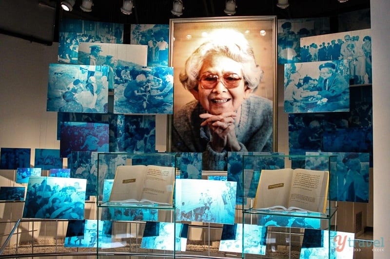 artwork and books on display of the Queen mother