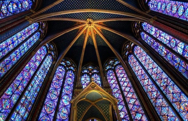 Beautiful stained glass windows in Saint-Chapelle, Paris, France
