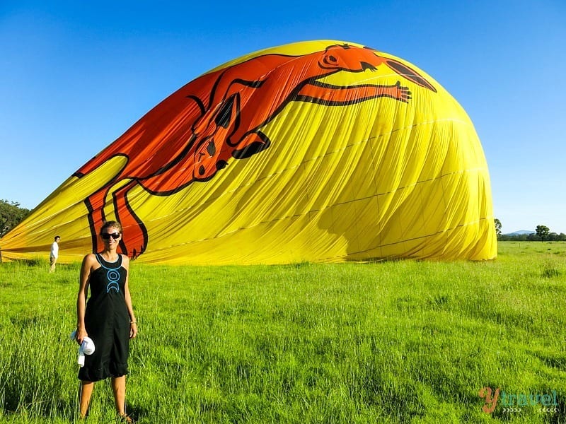 a hot air balloon on the ground