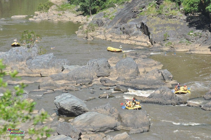 White h2o  rafts connected  the Barron River Cairns 
