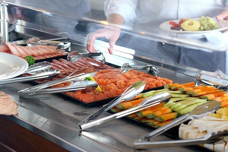 food in a buffet