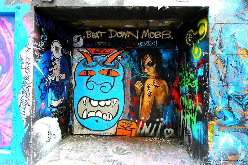 A graffiti covered wall