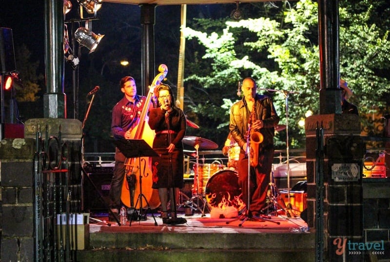 a band playing on a stage