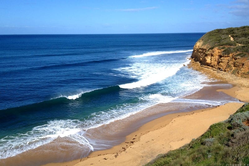 waves rolling in at Bells Beach