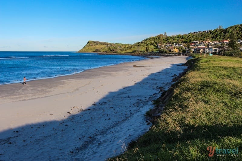 wide sweeping beach and headland at Lennox Head, NSW, Australia