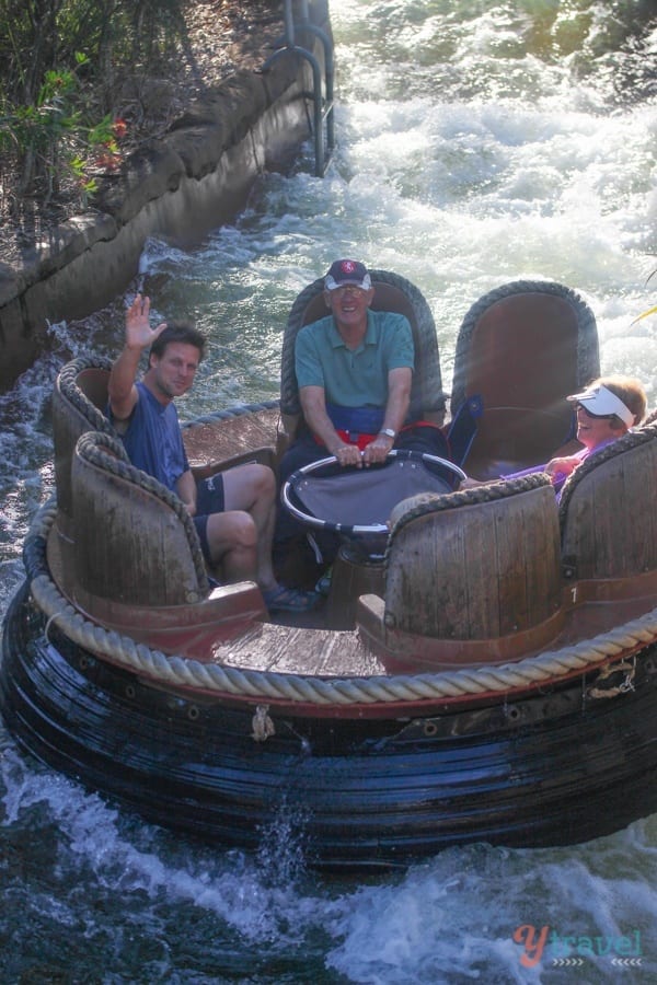 people on a water ride