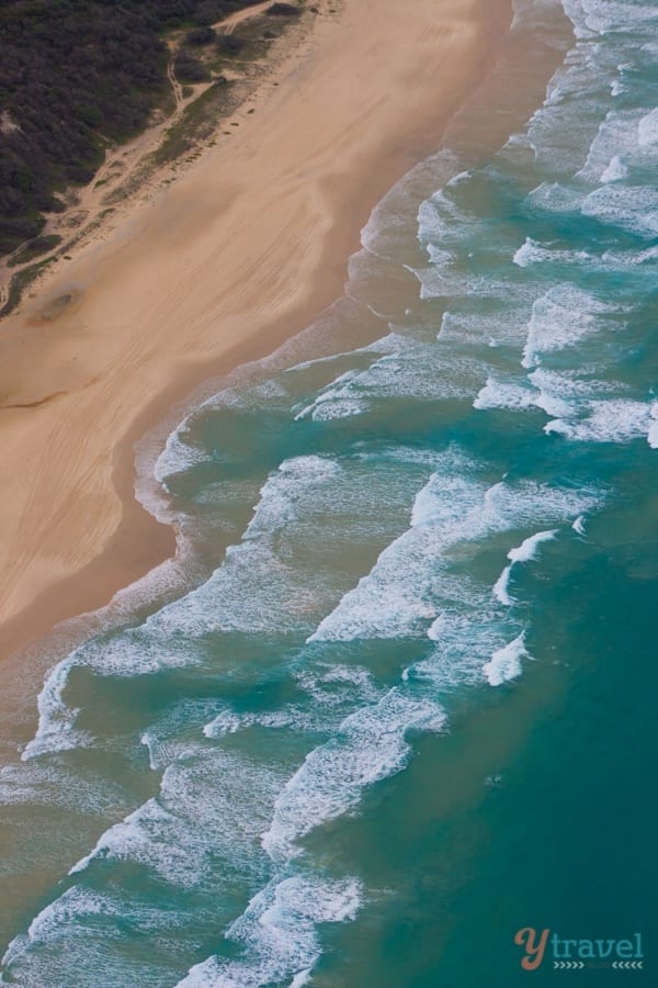 aerial view of 75 mile beach on Fraser Island