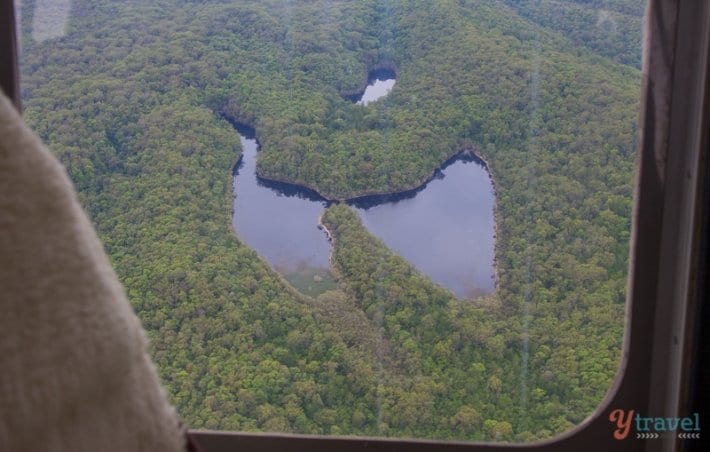 aerial view of lake shaped like a Butterfly Lake