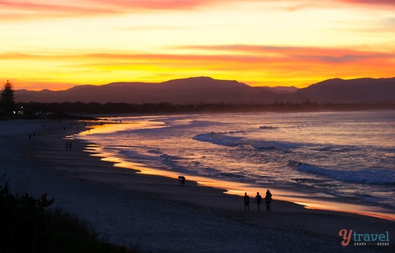 orange sunset over Byron Bay beach