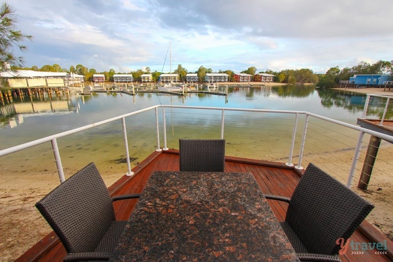 A dining table on a house boat