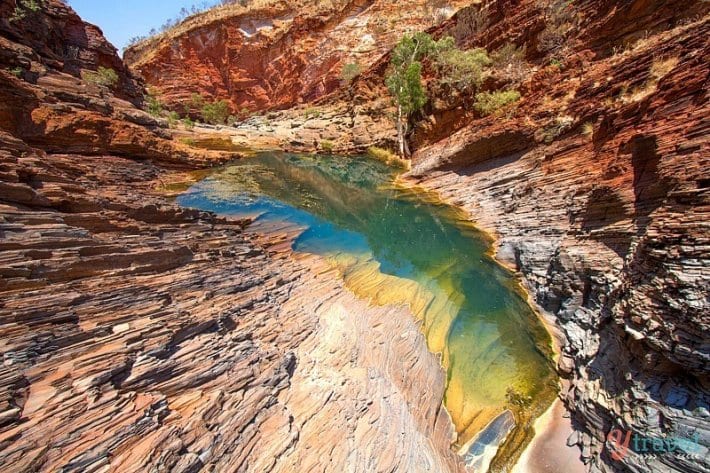 water running through a canyon