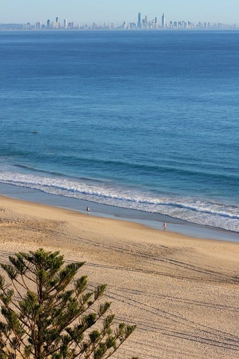 View of Surfers Paradise from Coolangatta Beach - Queensland, Australia