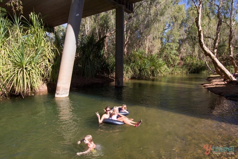 people tubing down Gregory River - 