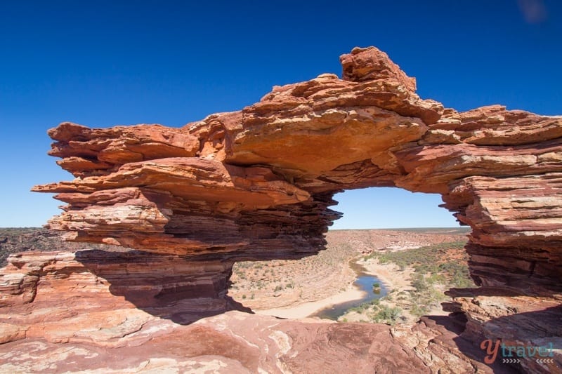 Nature's Window in Kalbarri National Park, with viewsd of the river through it