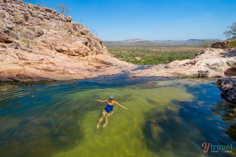 woman swimming in a national park