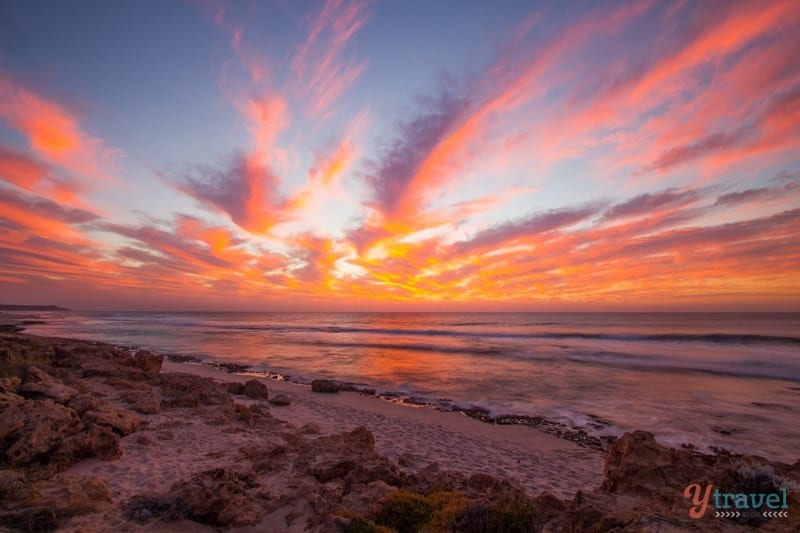 red sunset at Chinaman's Beach Kalbarri, Western Australia