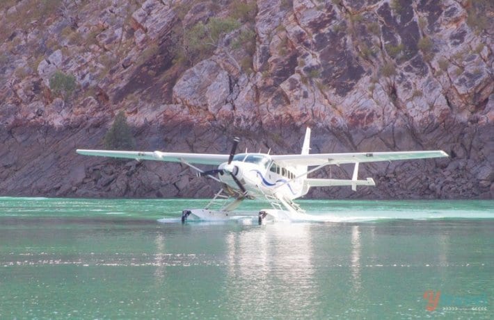 sea plane landing on water near Horizontal Falls, Western Australia