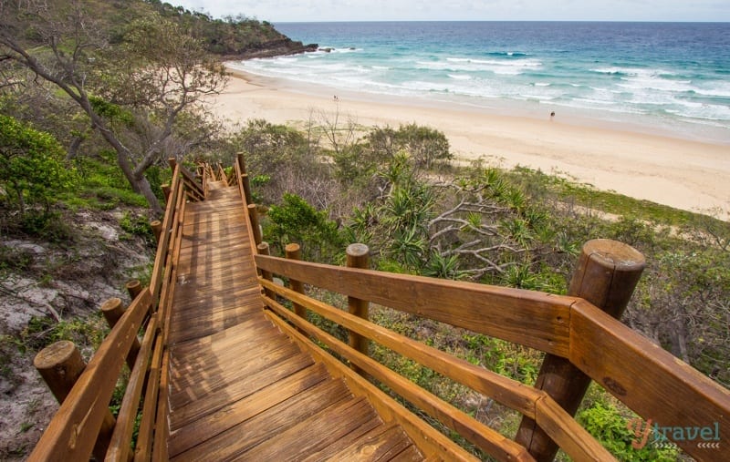 wooden stairs leading onto the beach