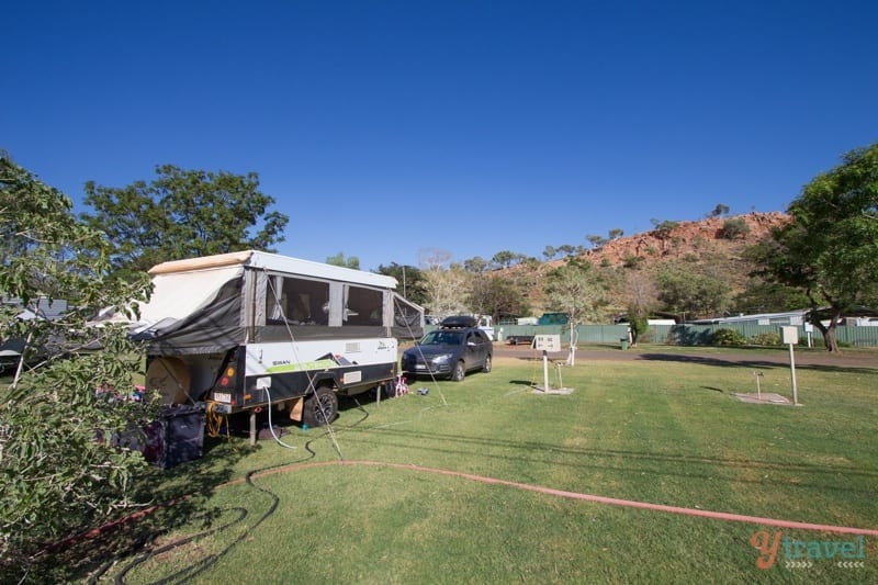 caravan parked in a camping ground