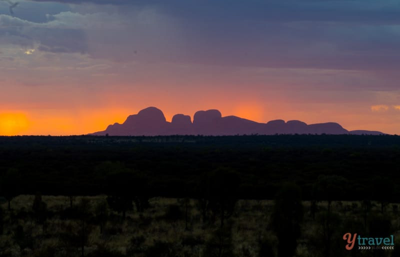 Sunset silhouette of Kata Tjuta, Australia