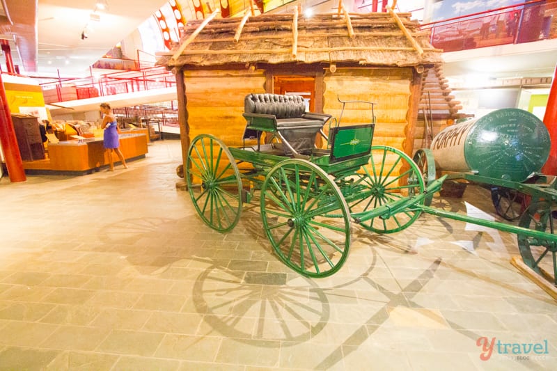 old wagon exhibition inside Australian Stockman's Hall of Fame, Longreach, Queensland