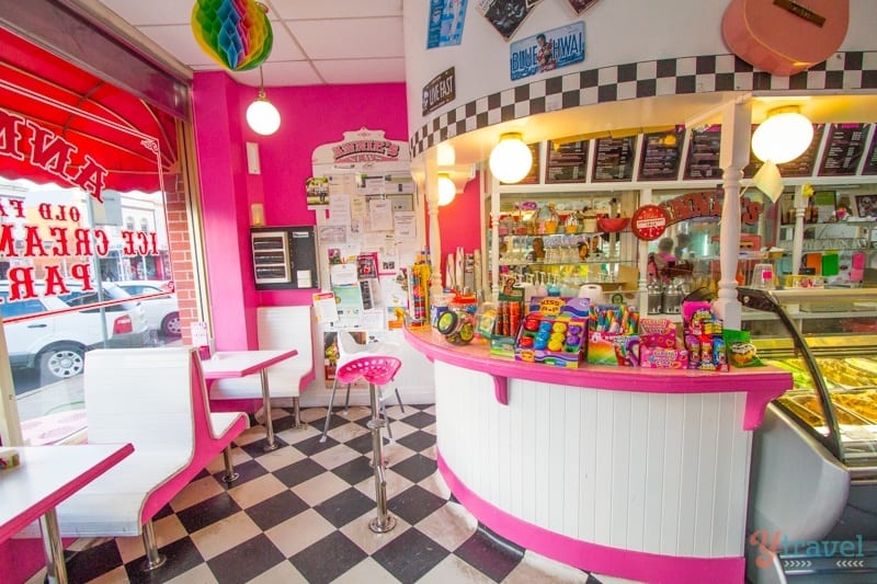 interior of Annies Ice-Cream Parlour, 