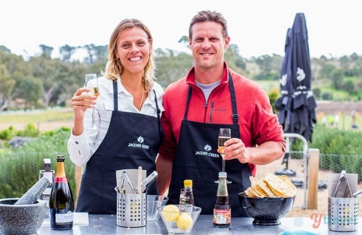 two people enjoying a Jacob's Creek Cooking Class, Barossa Valley, South Australia