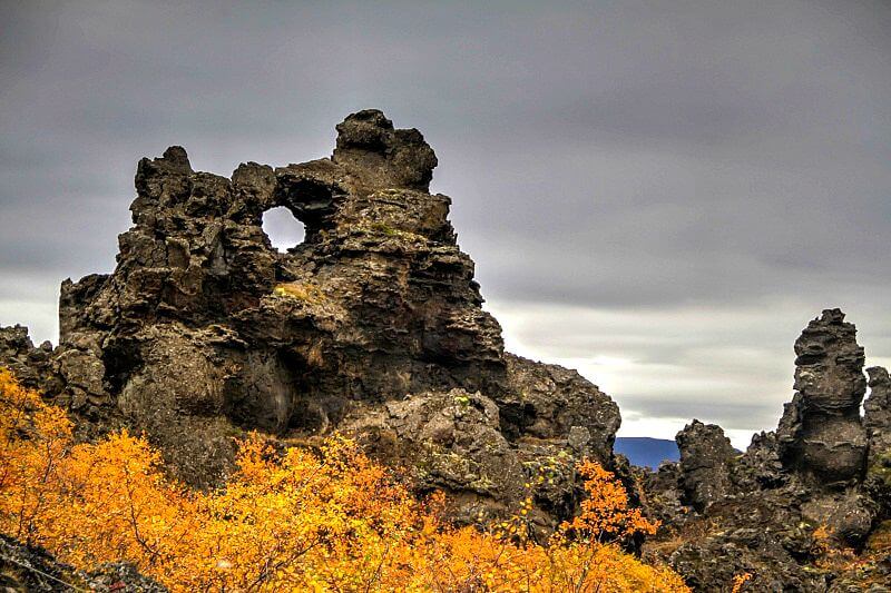 towering lava formations at Dimmuborgir - 