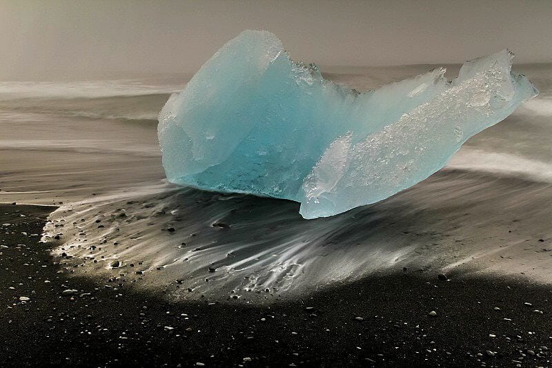 chunk of ice on Jokulsarlon Beach, Iceland