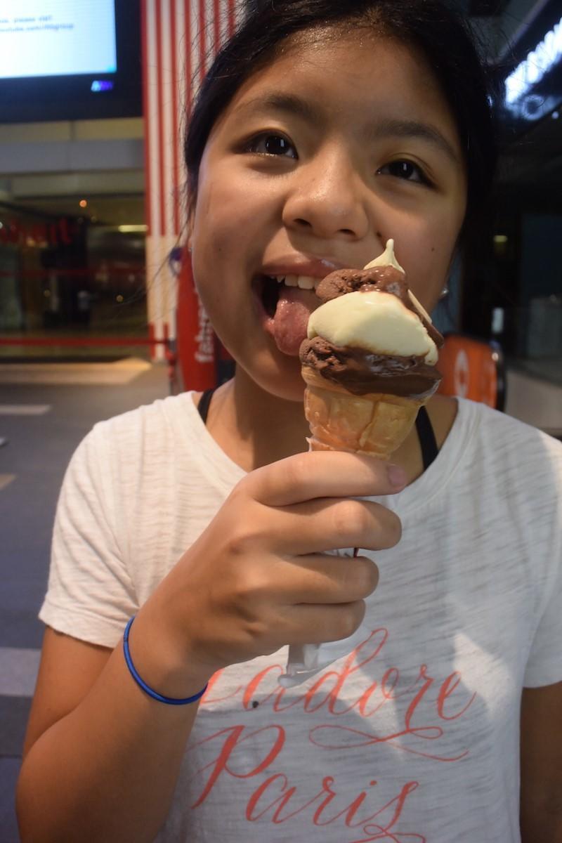 girl eating Turkish Ice Cream in Kuala Lumpur