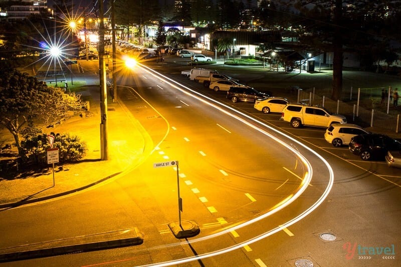 view of street at night