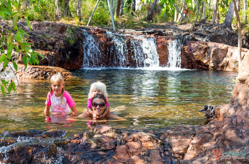 caz and the girls swimming in Buley Rockholes 