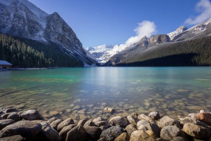 crystal clear waters of LAke Louise 