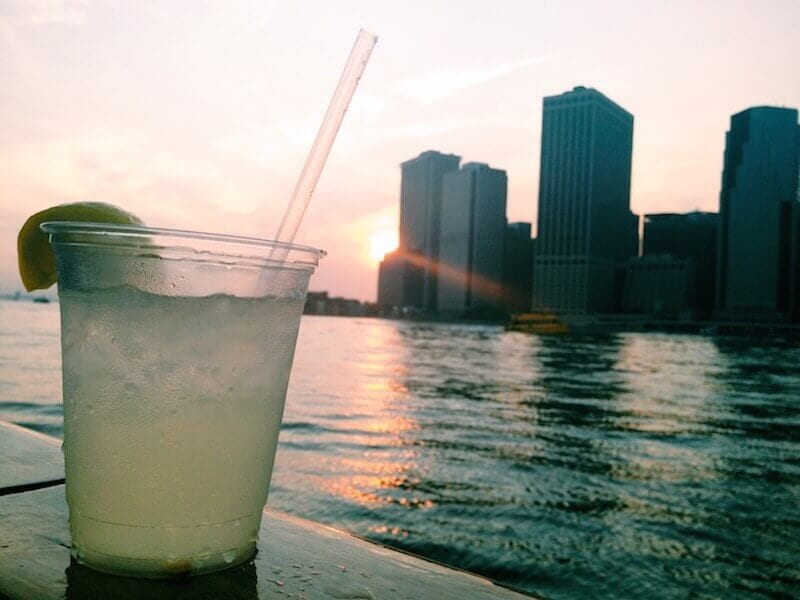 cocktail on Sunset sailboat overlooking Manhattan