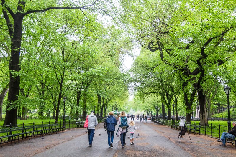 family walking through Central Park, New York City