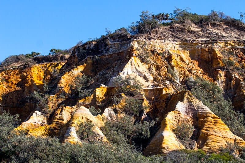 colored orange and white rocs of the Pinnacles