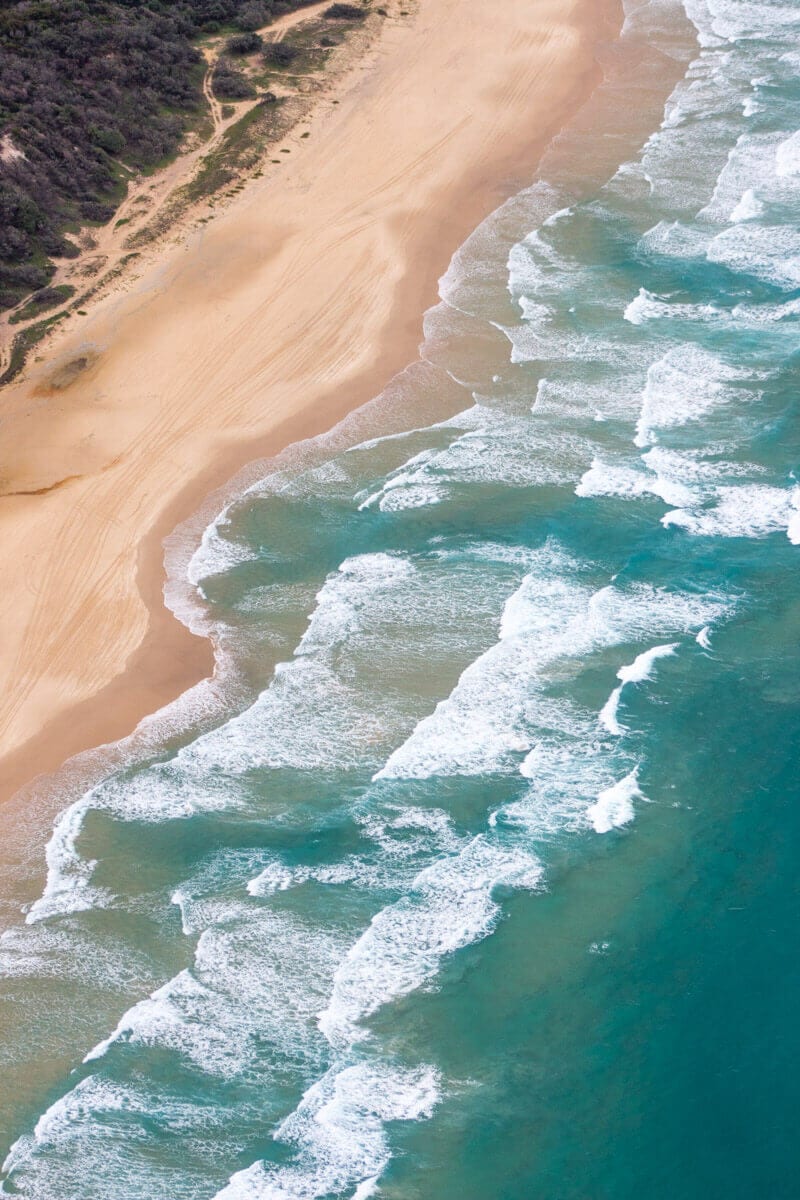 aerial view of 75 Mile Beach - Fraser Island, Queensland, Australia