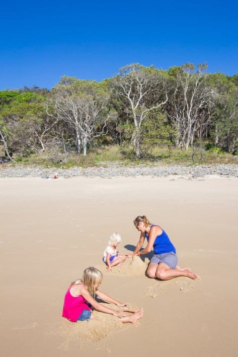 family playing on the sand Noosa Heads National Park - Sunshine Coast, Queensland