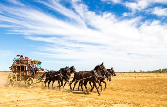 Stagecoach ride with Kinnan & Co in Longreach, Outback Queensland