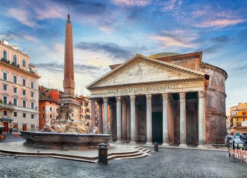 pantheon with tower in front